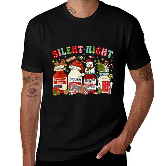 Retro Propofol Silent Night ICU Nurses Funny Merry Christmas  Quick-drying T-Shirt