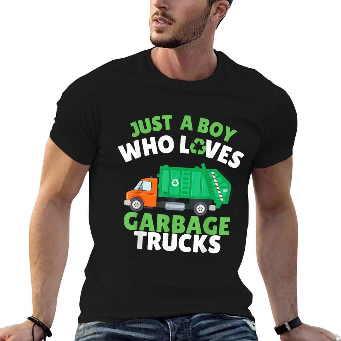 Just A Boy Who Loves Garbage Trucks Kids Toddler Baby 5T 4T  Cotton T-Shirt