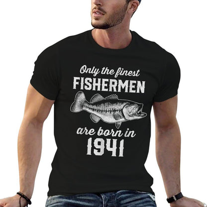 Gift for 80 Year Old Fishing Fisherman 1941 80th Birthday  Easy-care T-Shirt