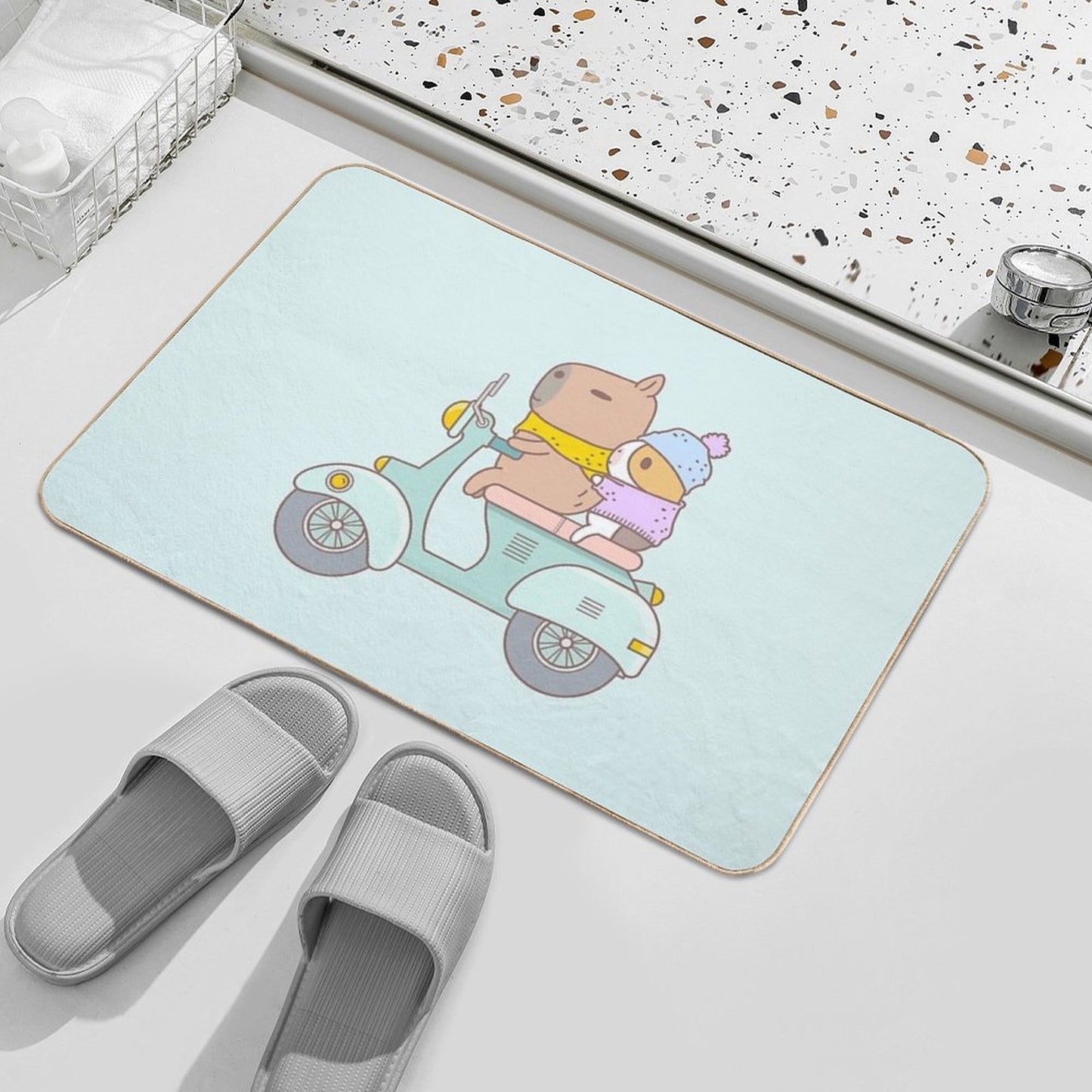 Bubu The Guinea Pig, Scooter  Easy To Clean Bath Mat