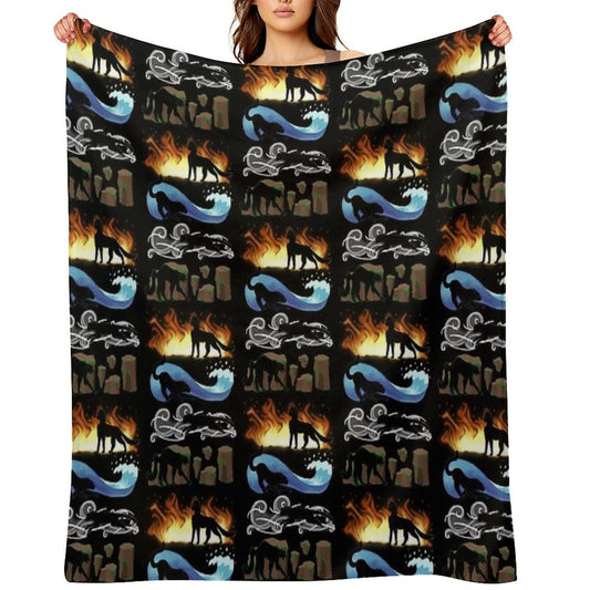 Four Elements, Four Cats Multi-functional Throw Blanket