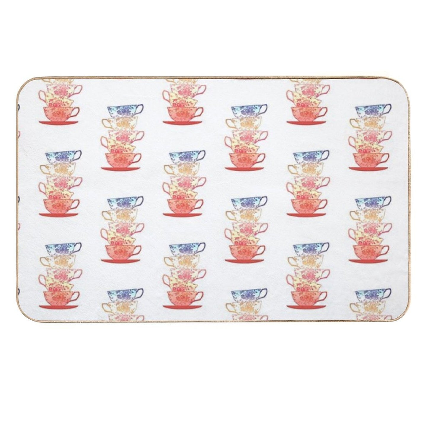 Stack of Cute Vintage Retro Teacups  Odorless Bath Mat