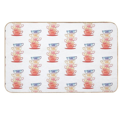 Stack of Cute Vintage Retro Teacups  Odorless Bath Mat