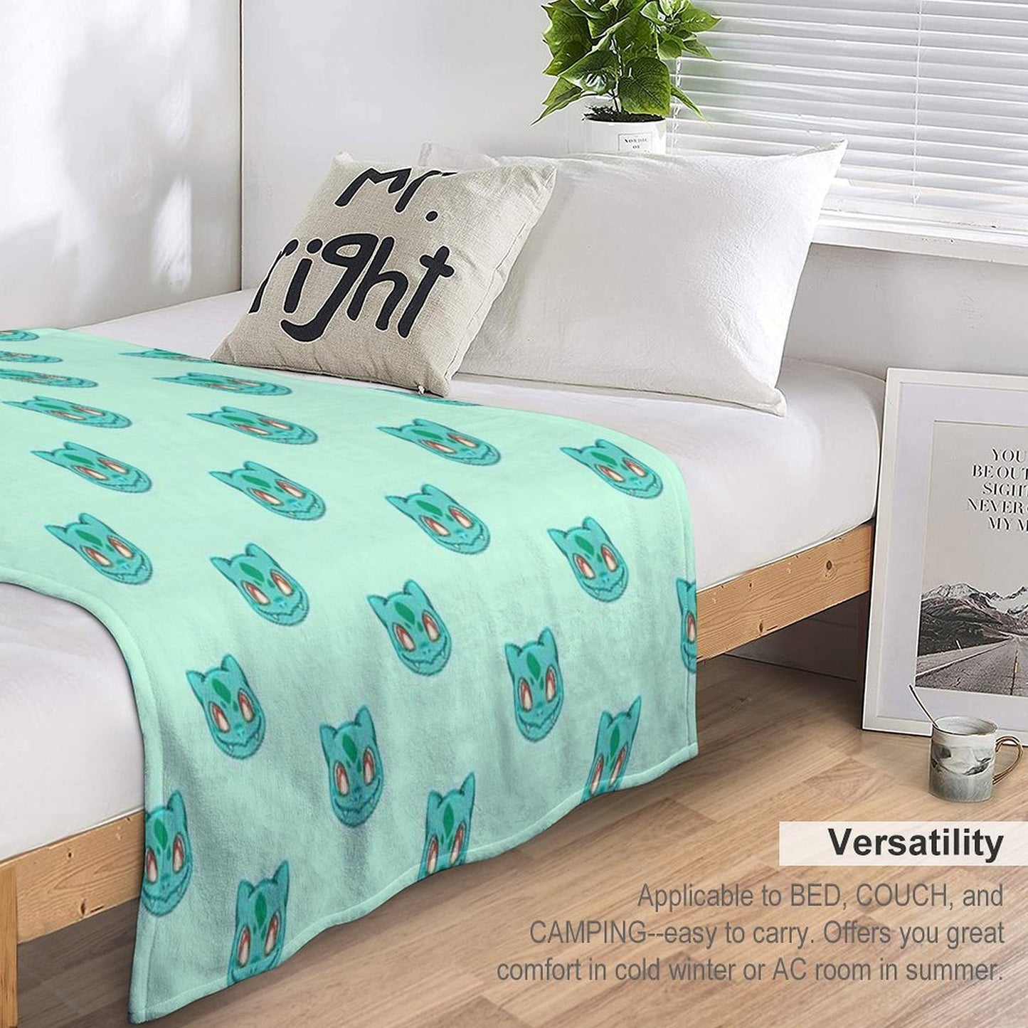 Búlbásáúr Cute!  Grass Type  Kawaii Plant Video Game Turtle Gift-ready Throw Blanket