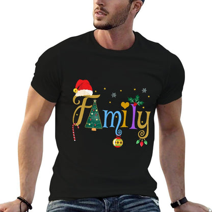 FAMILY Letters Holiday Style Love My Family Christmas  Rolled Sleeves T-Shirt