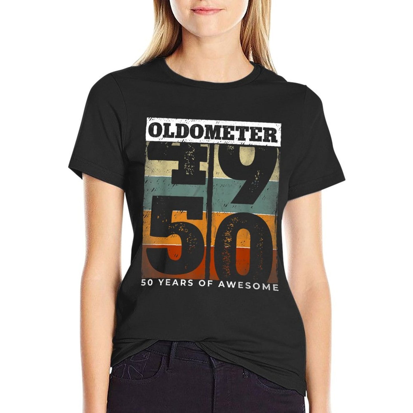 Oldometer Vintage 50th Birthday Men Retro Funny 50 Year Old  Soft T-Shirt