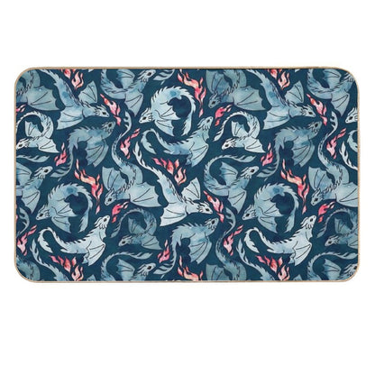 Dragon Fire Dark Blue  Anti-Trip Bath Mat