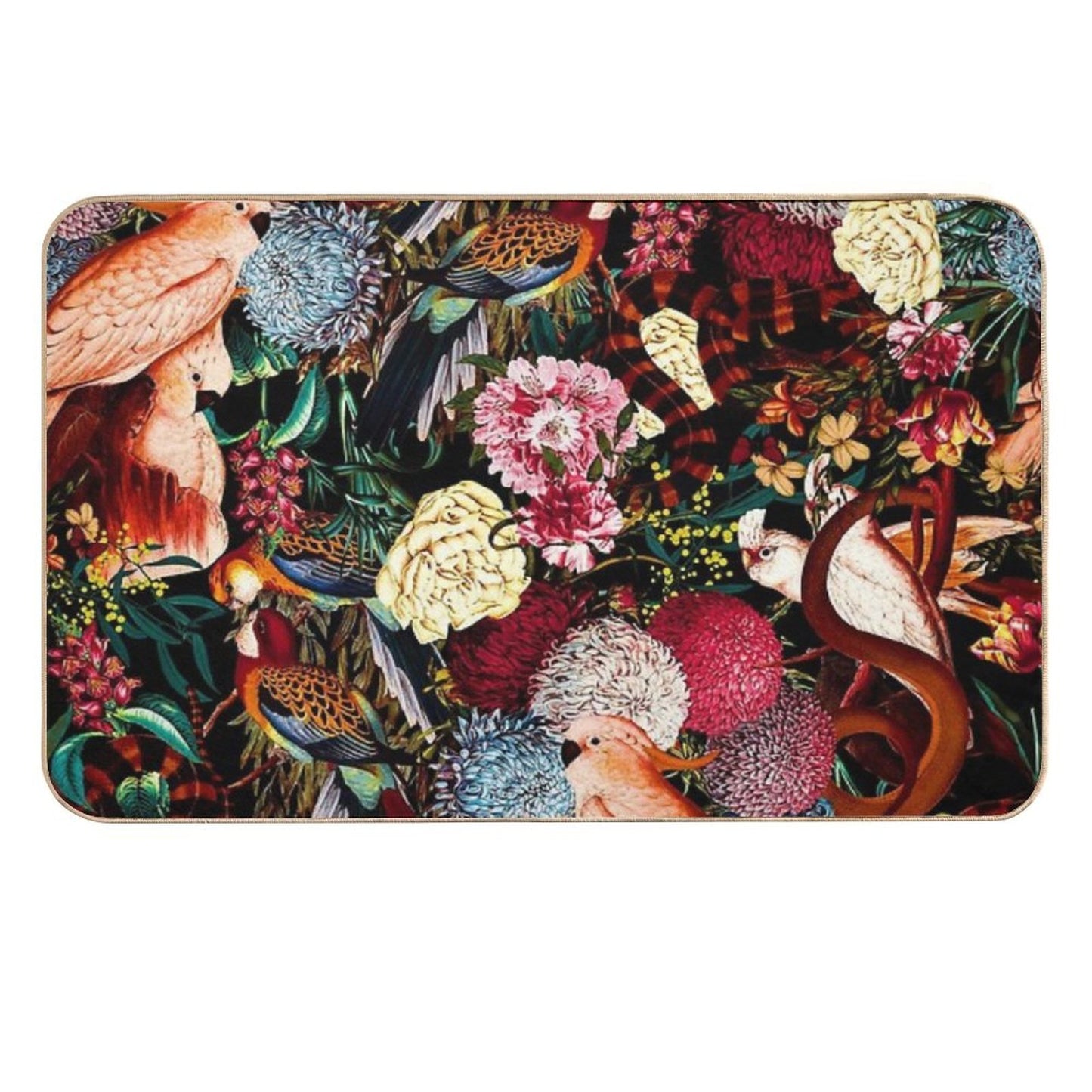 Flowers And Animals Pattern II  Anti-Trip Bath Mat