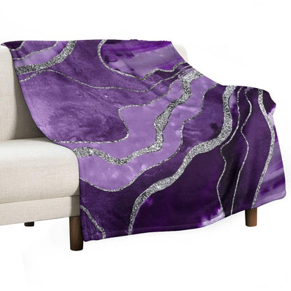 Purple Marble Agate Silver Glam #1 (Photo of Glitter Only - Not Reflective) Sustainable Throw Blanket