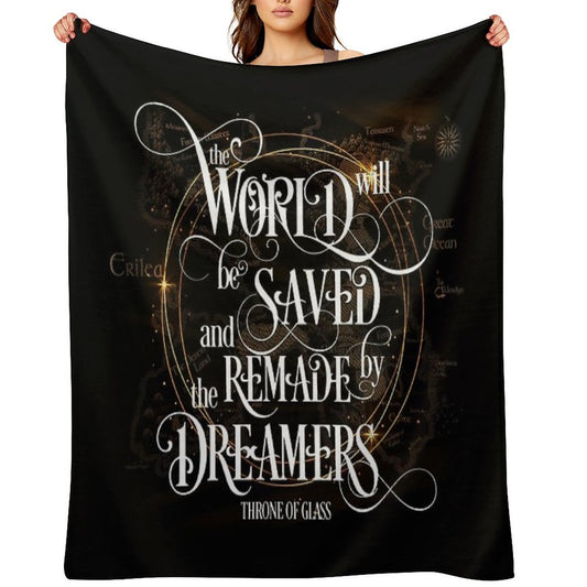 Throne of Glass - The World Will Be Saved And Remade by The Dreamers Multi-functional Throw Blanket