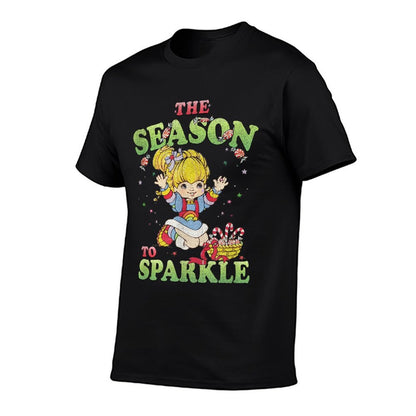 Rainbow Brite Christmas The Season To Sparkle Candy Portrait  Ribbed Collar T-Shirt