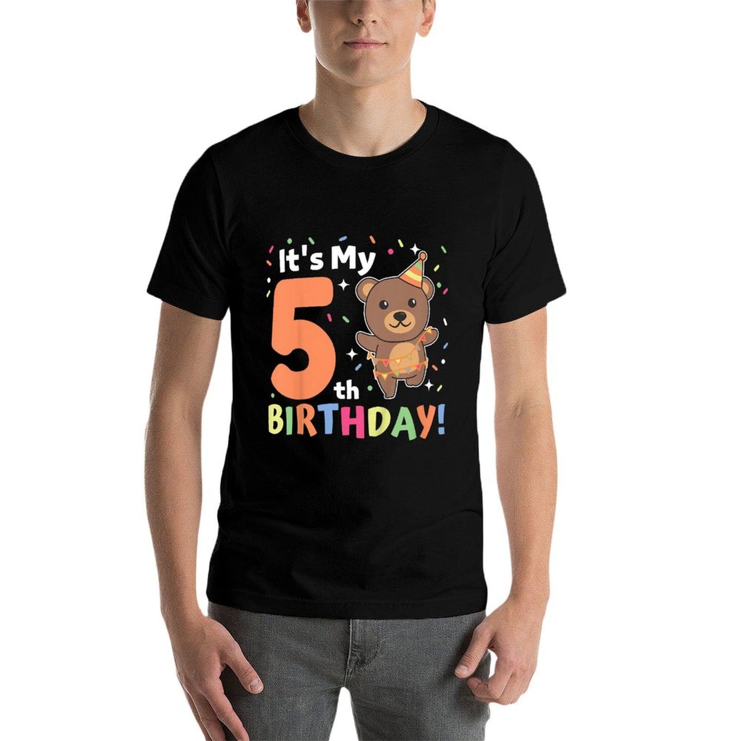 Kids 5th Birthday Bear For Kids Five Years Old  Soft T-Shirt