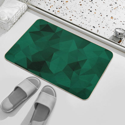Polygonal Emerald Green Geometric Pattern  Absorbent Bath Mat