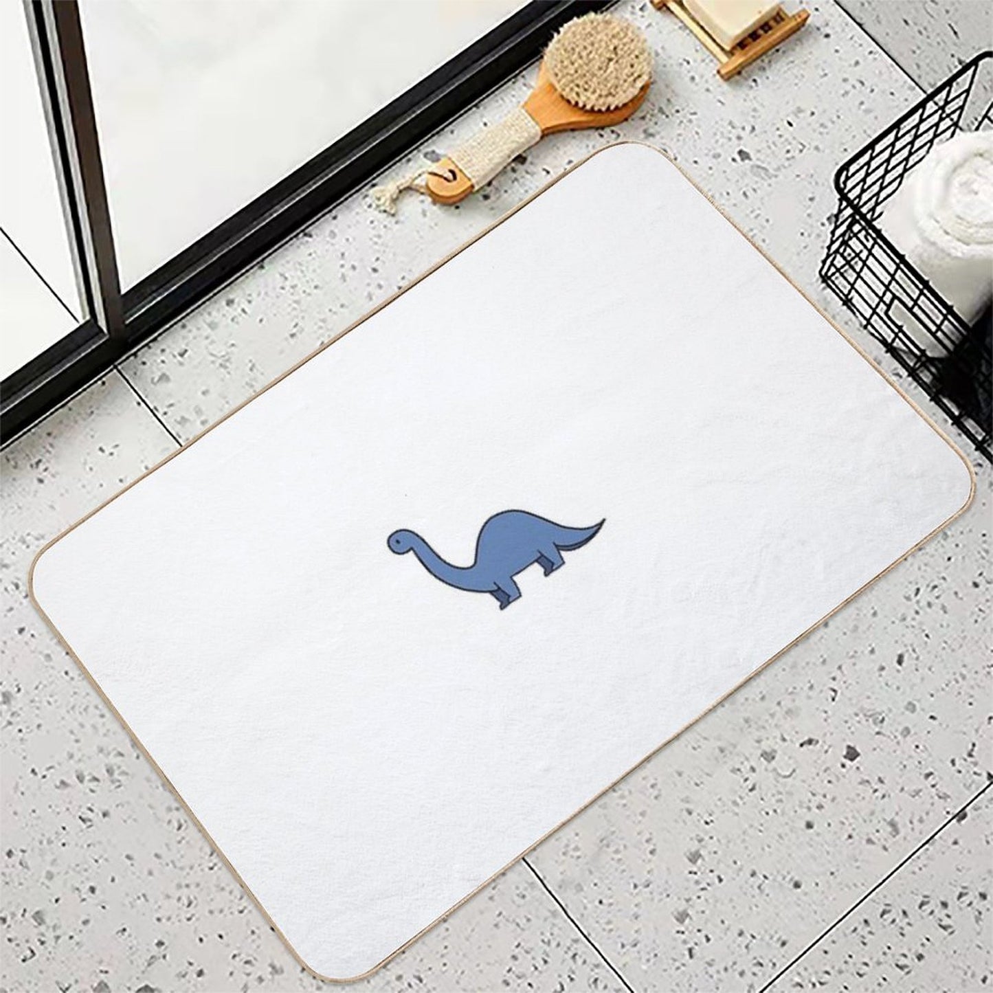 Cute Dinosaur Doodle - Blue  Pet-Safe Bath Mat