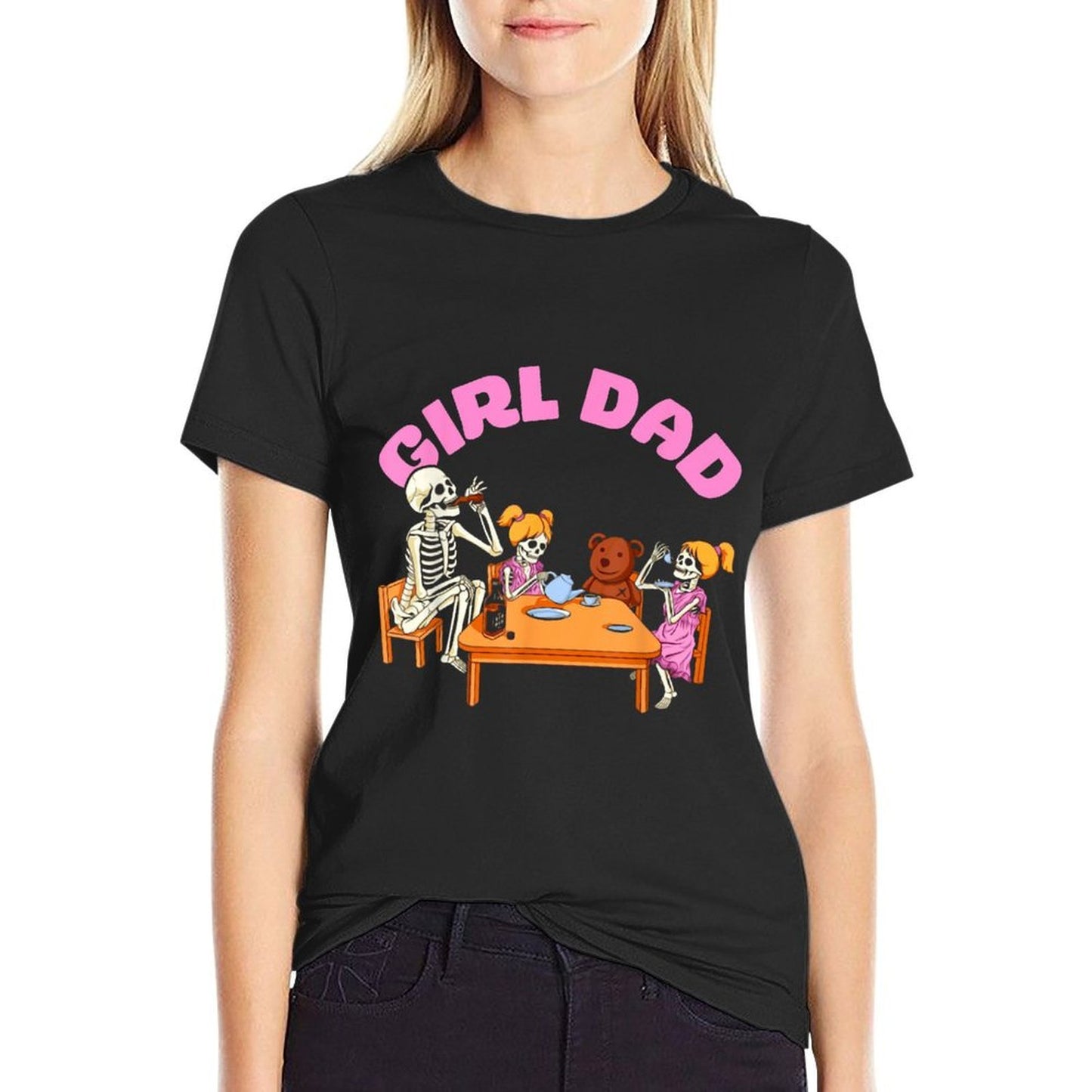 Girl Dad Skeletons Family Father And Daughters  Wrinkle-resistant T-Shirt