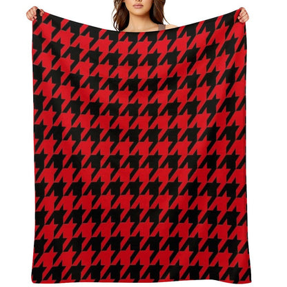 Red And Black Houndstooth Lightweight Throw Blanket