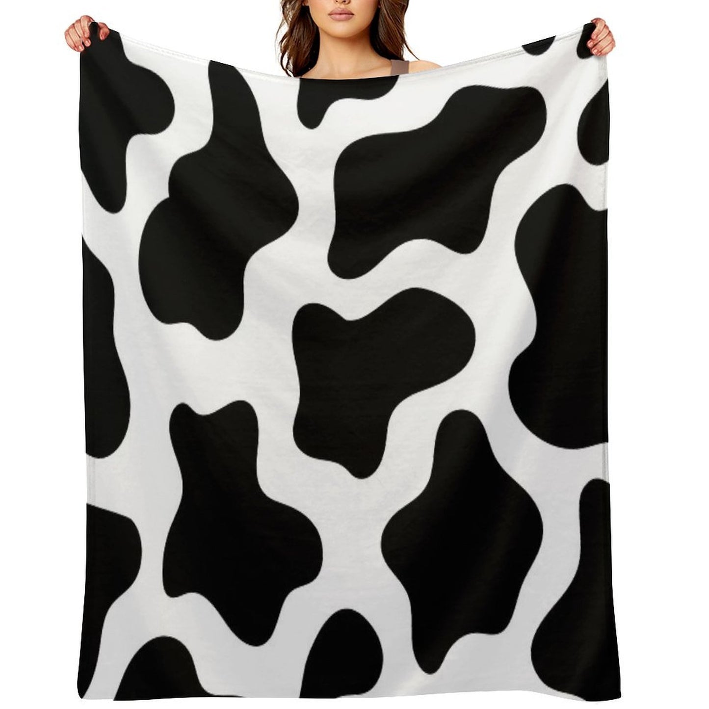 Cow Print Machine-washable Throw Blanket