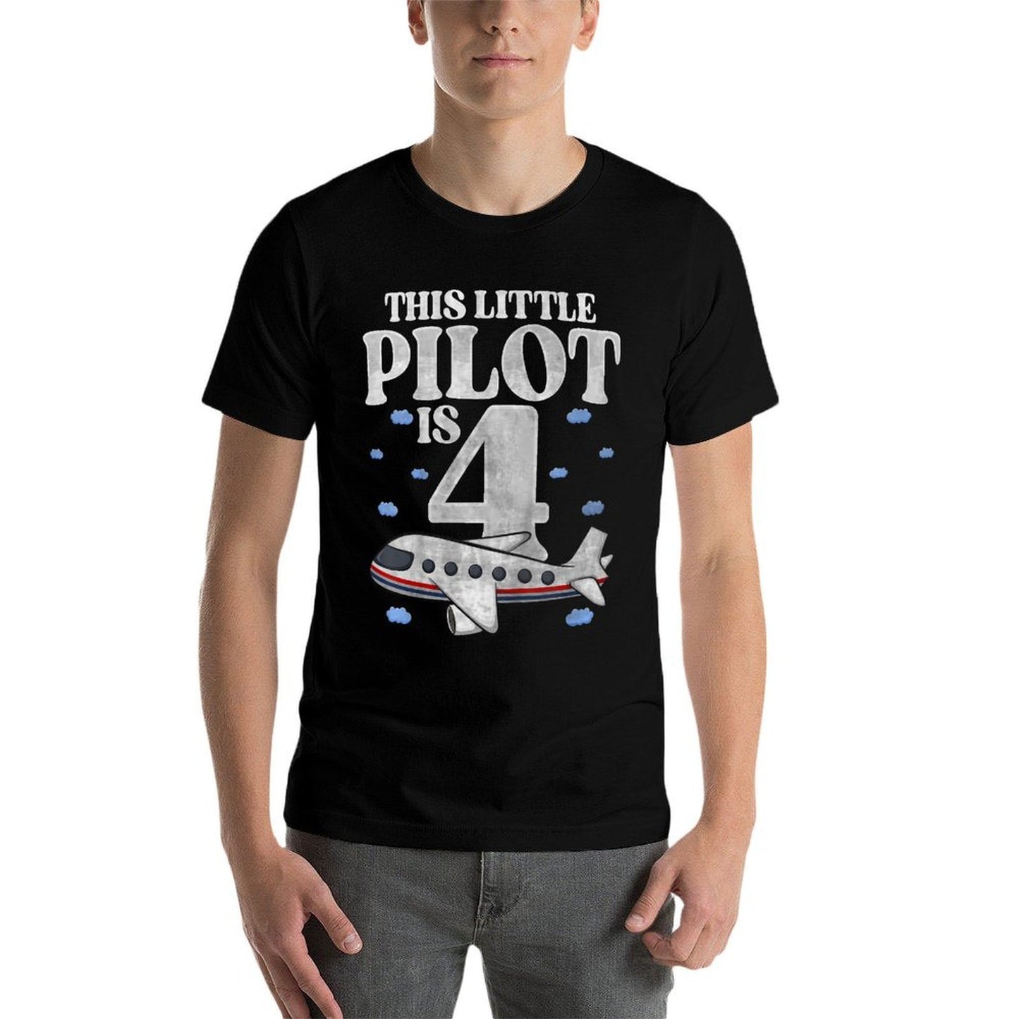 Kids This Little Pilot Is 4 Airplane Four Years Old 4th Birthday  Versatile T-Shirt