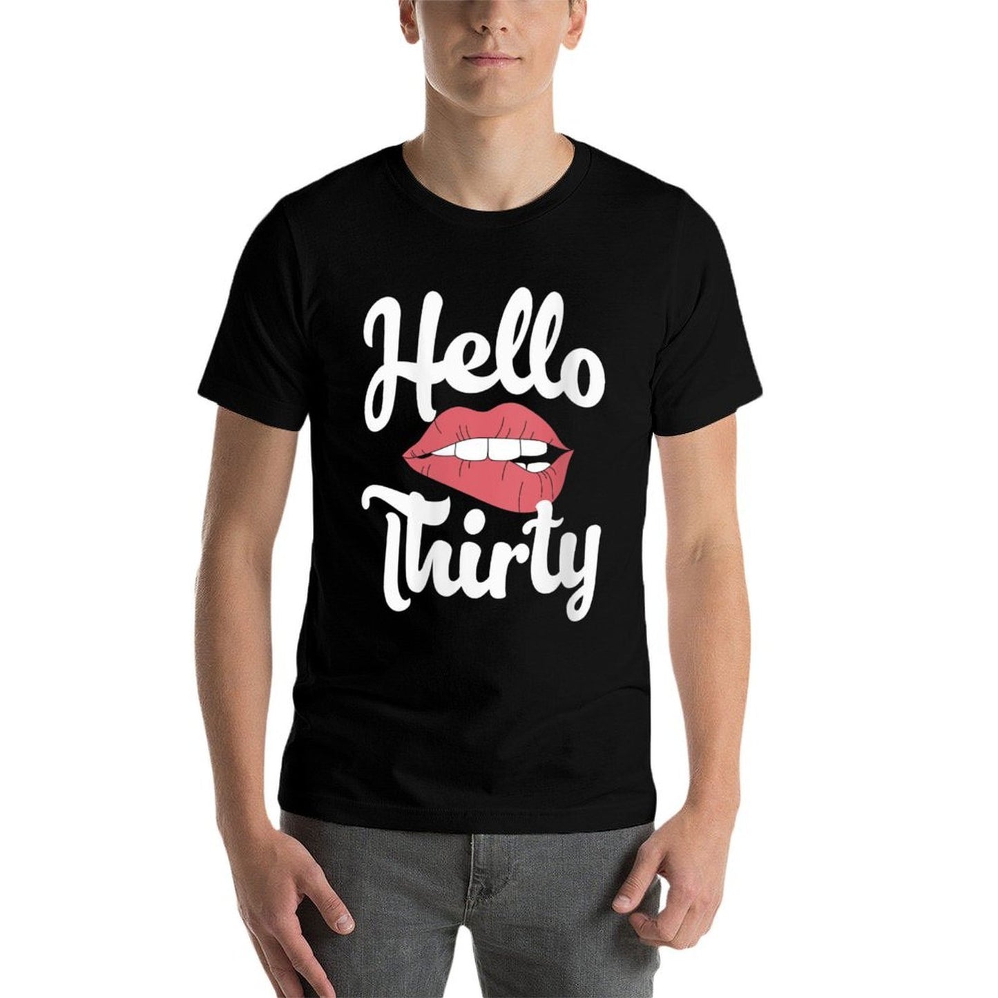 Womens 30th Birthday Shirt Hello 30 with Lips  Breathable T-Shirt