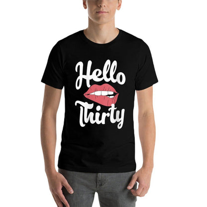 Womens 30th Birthday Shirt Hello 30 with Lips  Breathable T-Shirt