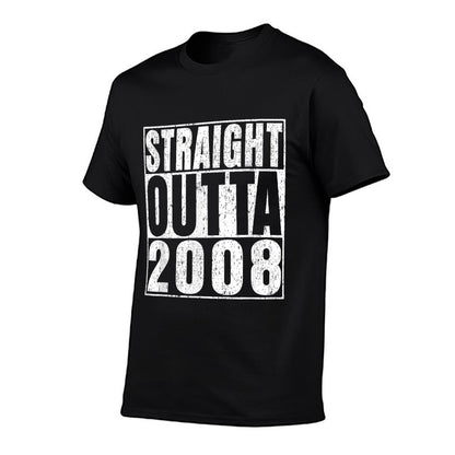 Straight Outta 2008 17 Years Old Gifts Vintage 17th Birthday  Cotton T-Shirt