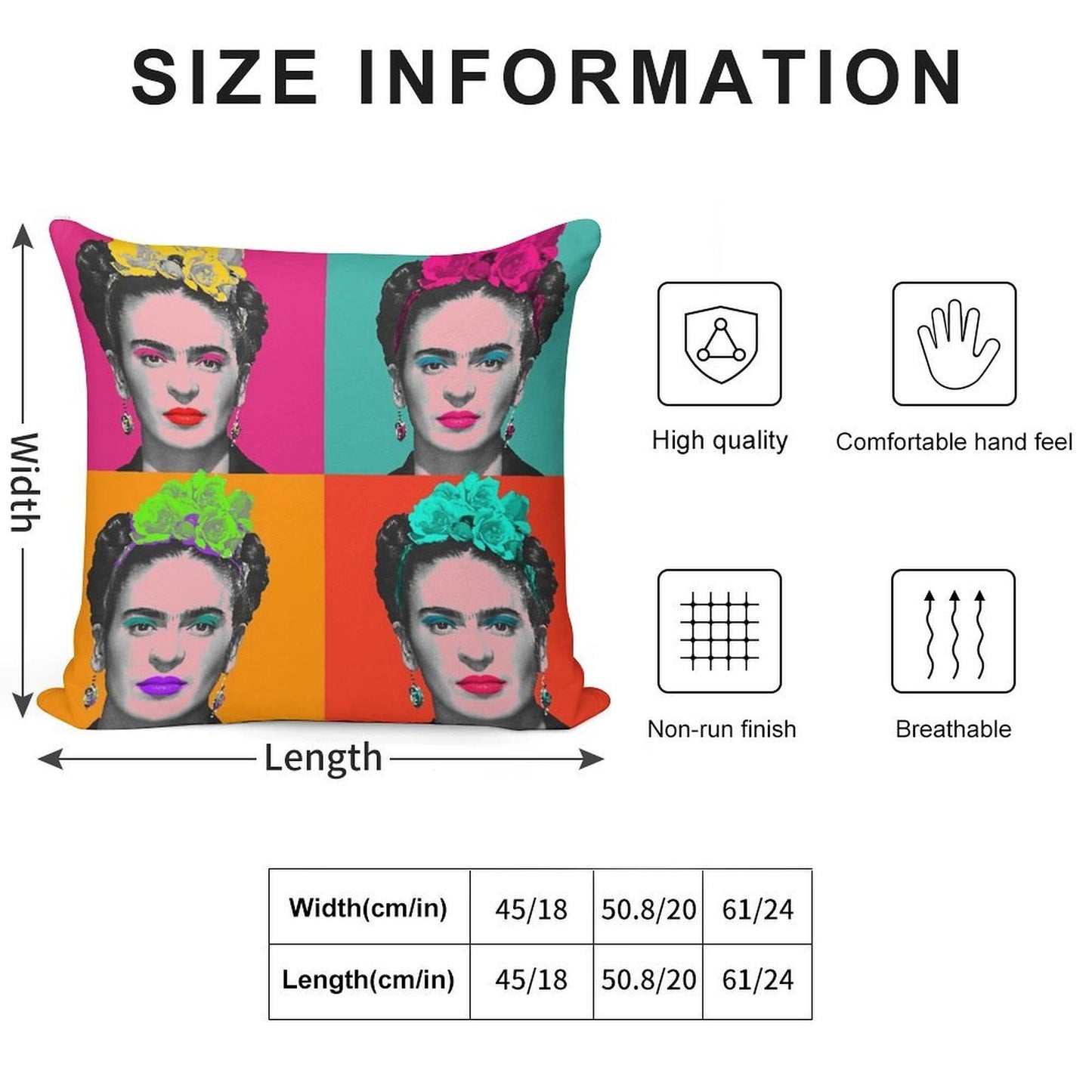 Frida Khalo Pop Portrait Like in Andy Warhol Paint! - Colorful - Digital Paint by Iona Art Digital Soft Luxury Feel Throw Pillow