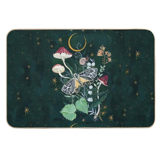 Mushroom Night Moth  Absorbent Bath Mat