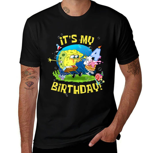 Mademark X SpongeBob SquarePants - Spongebob It's My 4th Birthday Cake 4 Years Old Spongebob  Affordable Price T-Shirt