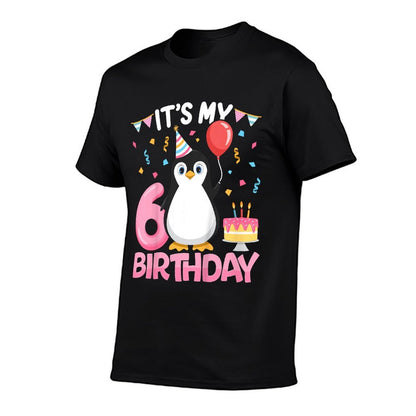 Kids Penguin Birthday 6 Year Old Girl 6th Birthday Party Six  Graphic-printed T-Shirt