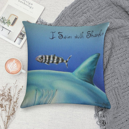 Pilot Fish I Swim with Sharks Soft High-Density Material Throw Pillow