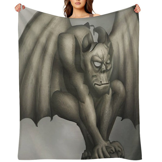 Grotesque Gargoyle Guarding Grandiose Gothicness Plush Throw Blanket
