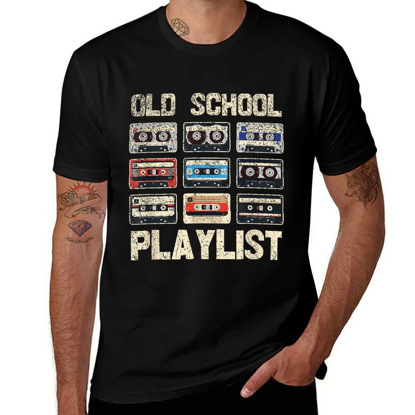 Cassette Tape - Retro 80s Old School Playlist Music  Polyester Blend T-Shirt