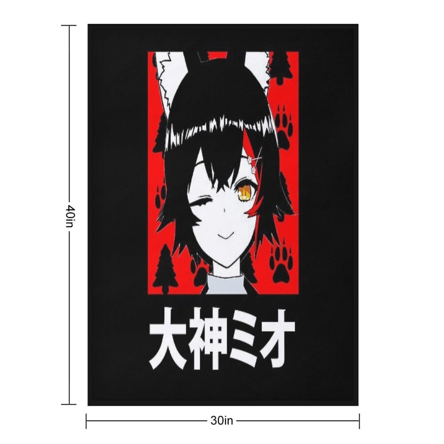 Hololive Ookami Mio Short Hair Easy Care Throw Blanket