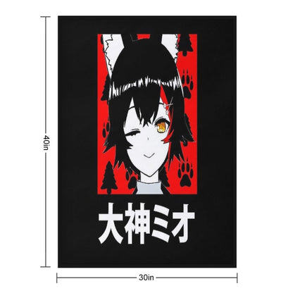 Hololive Ookami Mio Short Hair Easy Care Throw Blanket