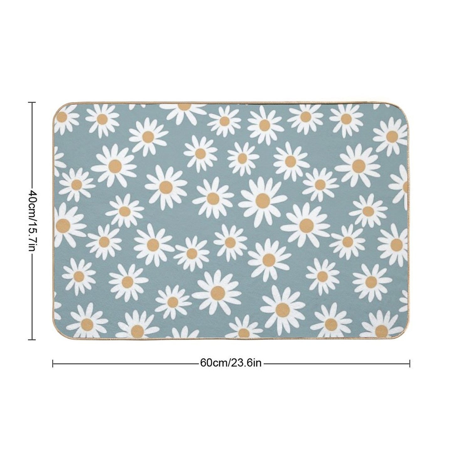 Blue Daisies - Daisy Pattern, Floral, Florals, Flower, Retro, Vintage, 70s, Camel, Brown, Rust, Earthy, Terracotta  Slip-Resistant Bath Mat