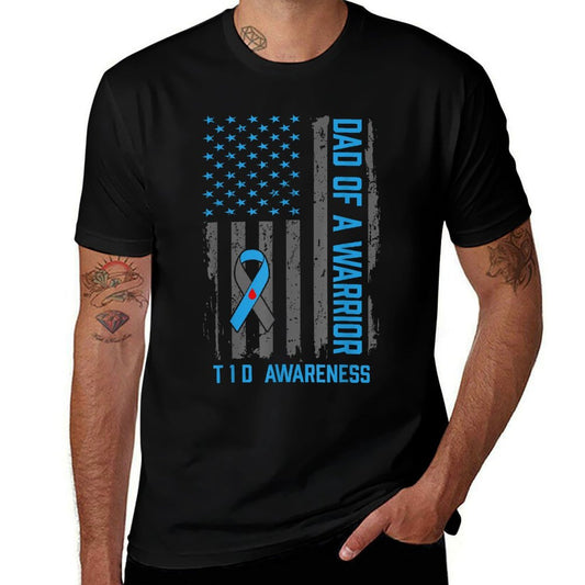 Type 1 Diabetes Awareness T1D Dad of Warrior Type 1 Diabetic  Odor-resistant T-Shirt