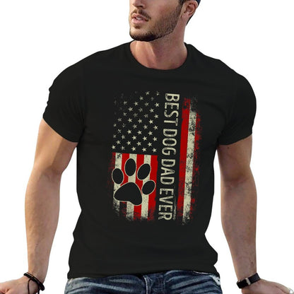 Vintage American Funny Dad Fathers Day Dog Dad On Back  Tagless Design T-Shirt