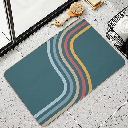 Retro Rainbow Wave Durable Bath Mat