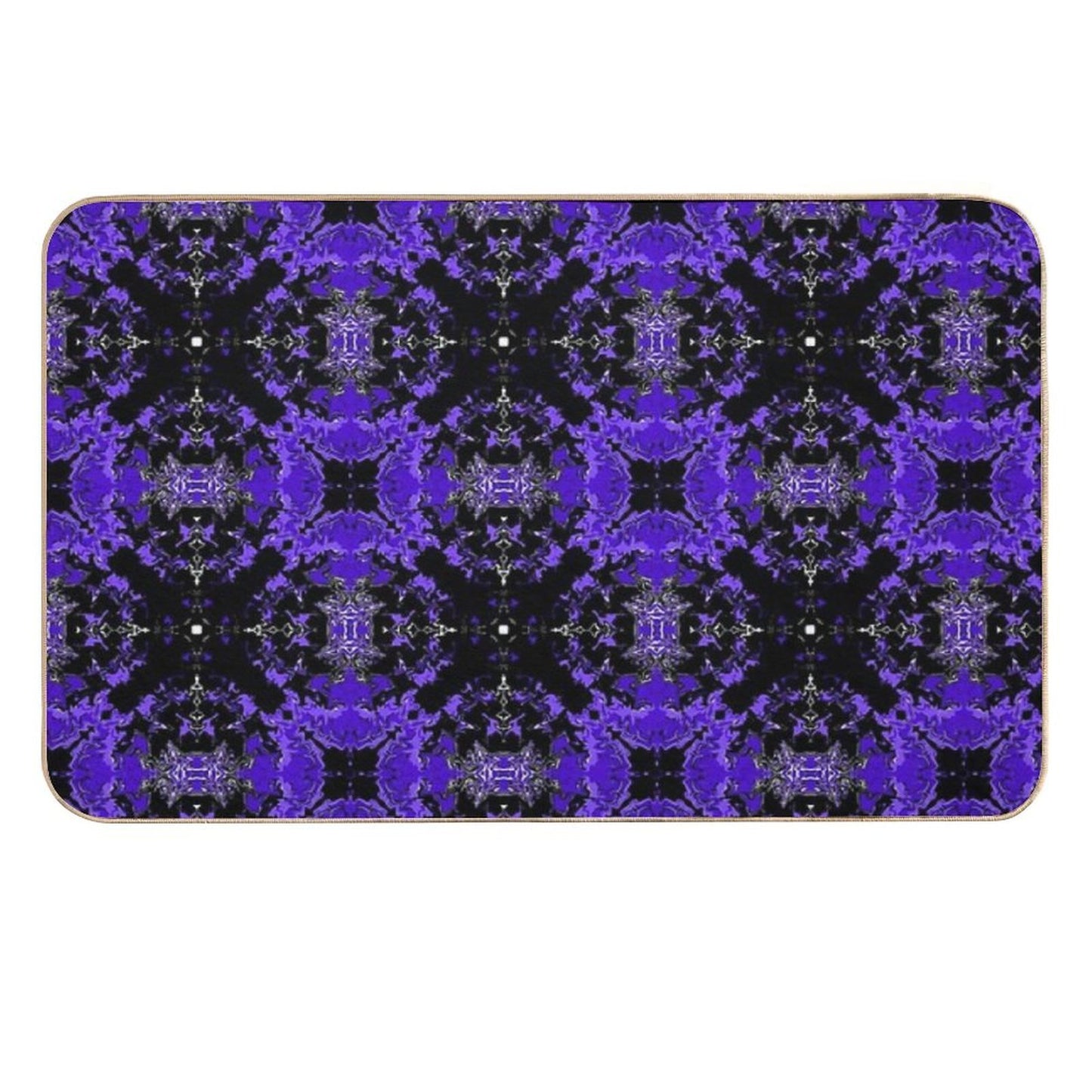Purple And Black Repeating Liquid Tile  Dirt-Trapping Bath Mat