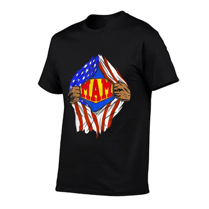 Funny Super Mam Hero Family  Heathered Texture T-Shirt