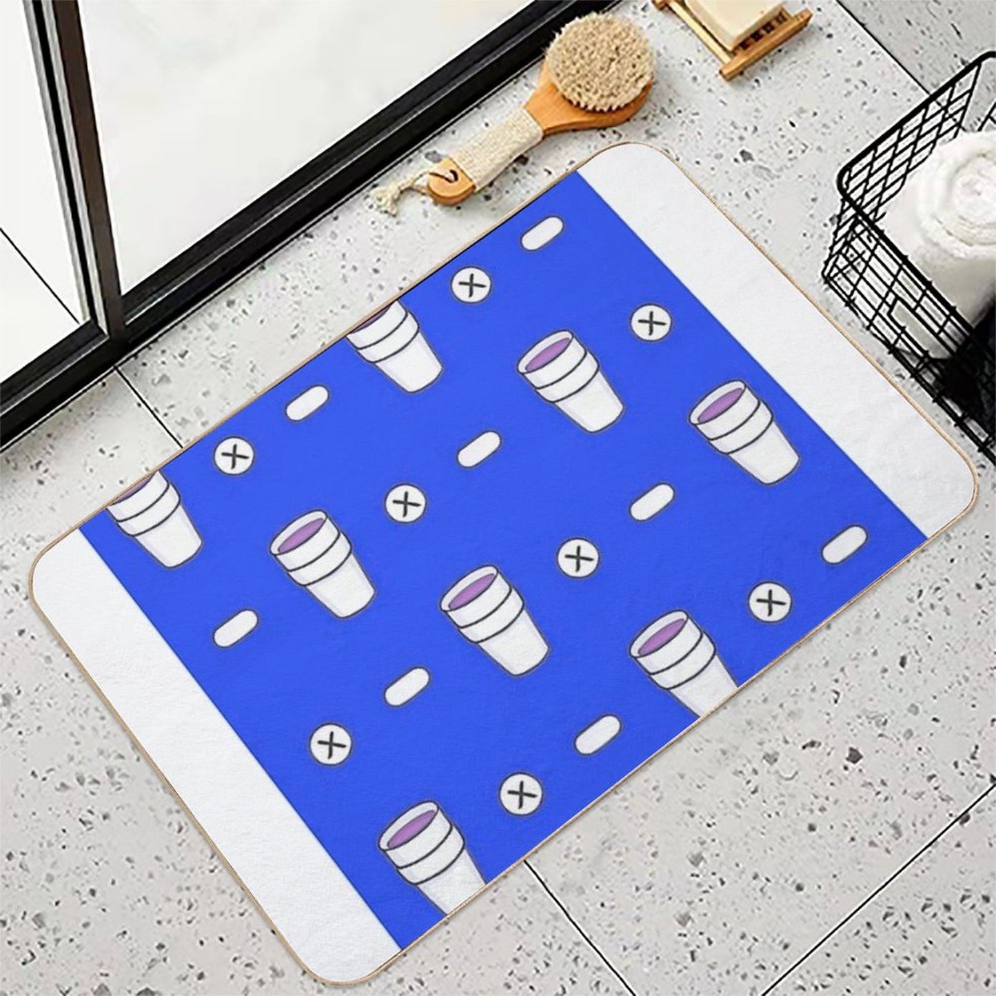 Lean & Pills (Dark Blue)  Easy Maintenance Bath Mat
