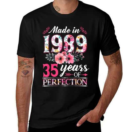 35 Year Old Made In 1989 Floral Flower 35th Birthday Womens  Durable T-Shirt