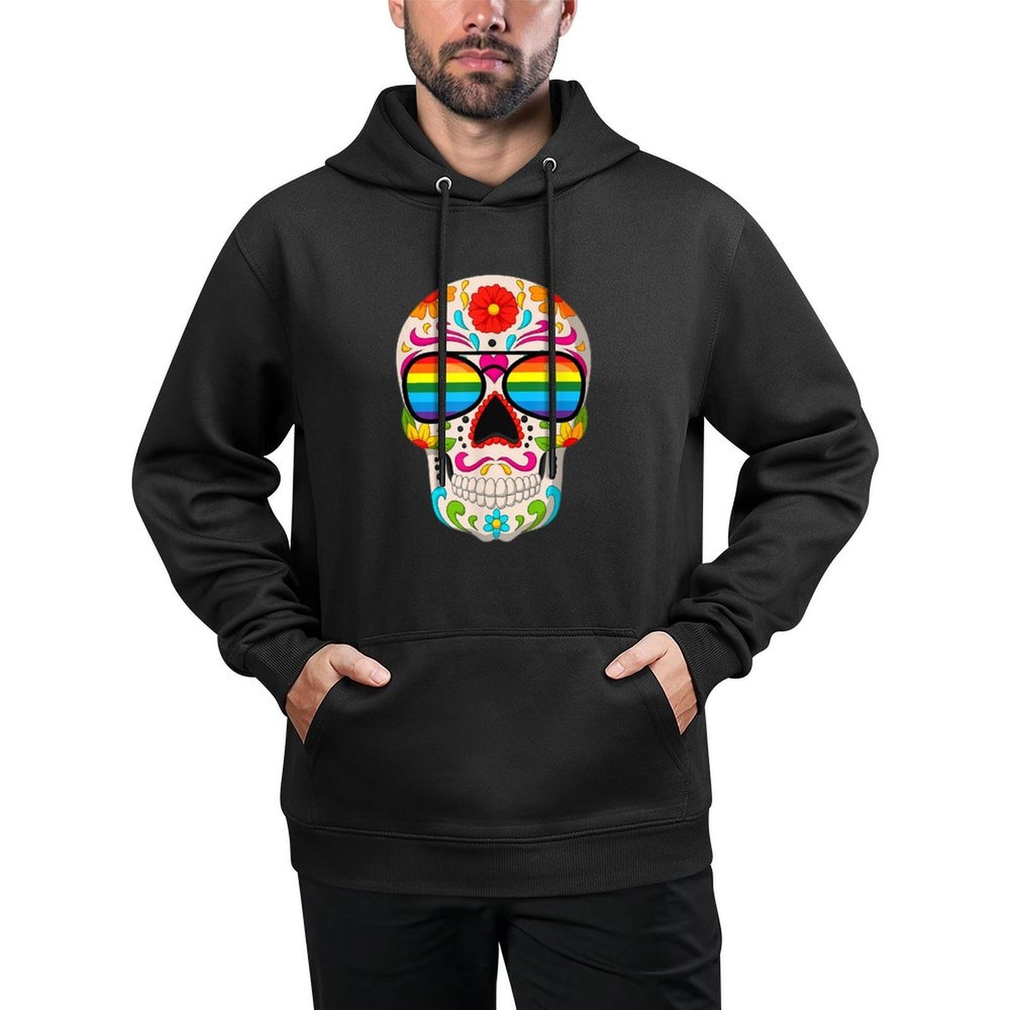 Sugar Skull Rainbow Sunglasses LGBT Gay Pride Month LGBTQ Colorfast Hoodie