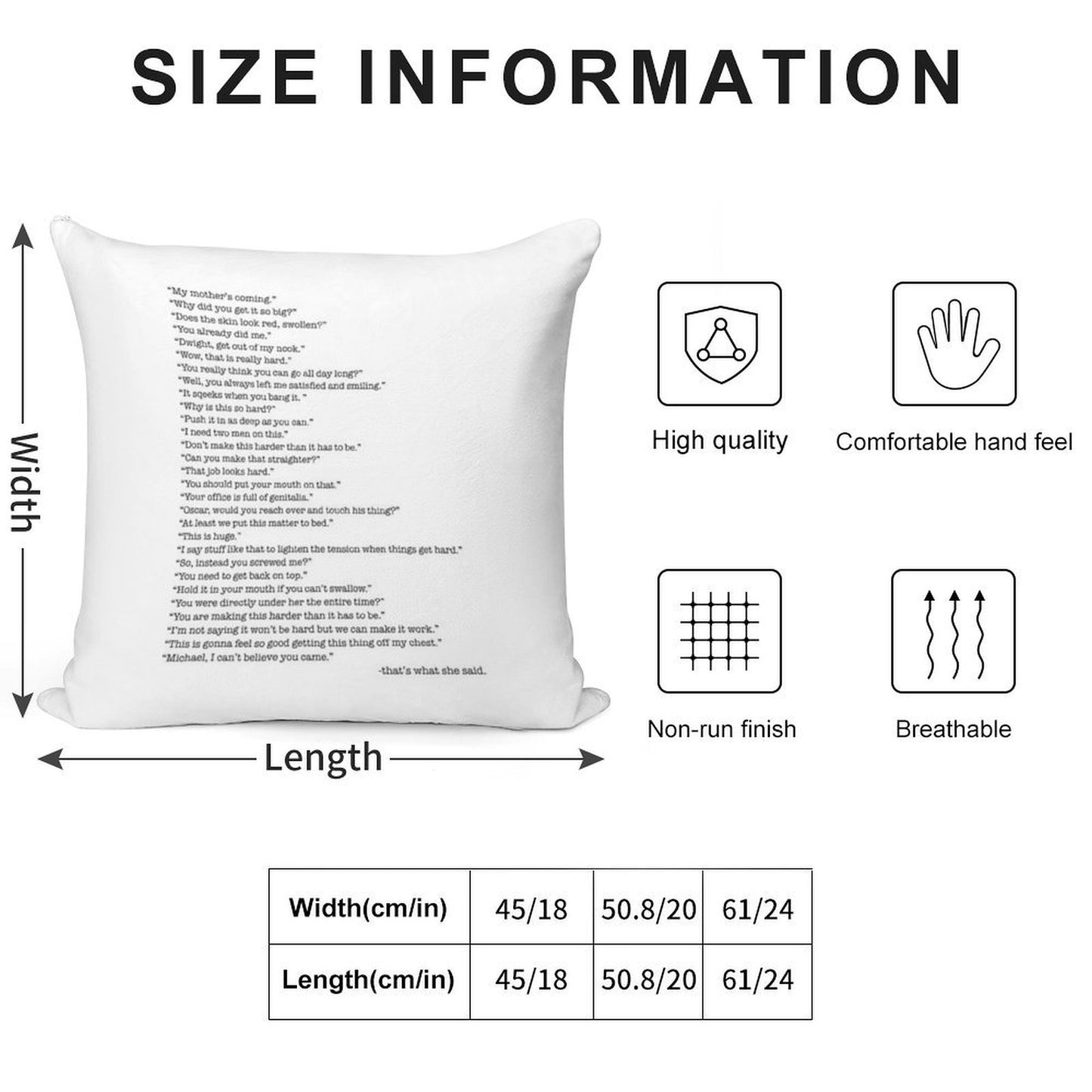 Every That's What She Said From The Office Soft Gift Ready Throw Pillow