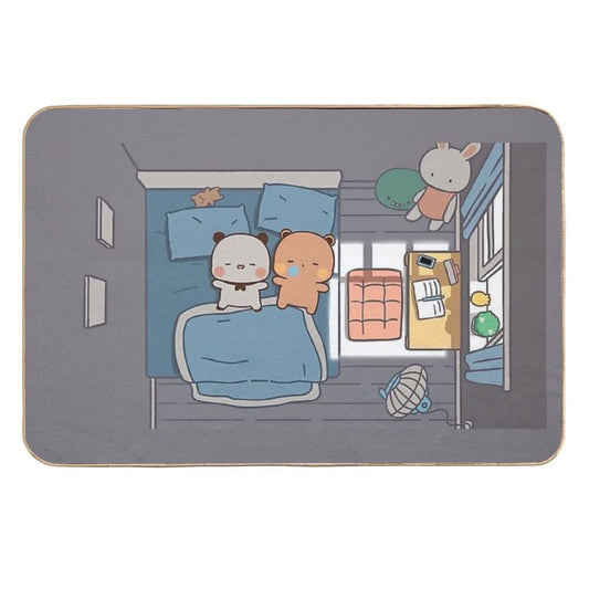 Bubu And Dudu Sleeping Cozy  Cute Bear Couple  Panda Yier  Bubu Brownie Bear  Anti-Trip Bath Mat
