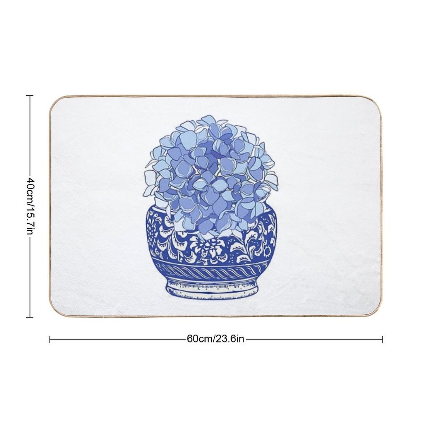 Blue And White Vase with Blue Hydrangeas  Versatile Bath Mat