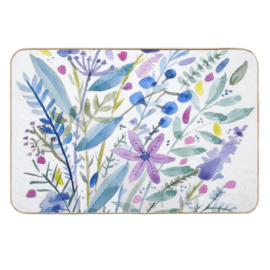 Flowers in Blue And Purple  Fade-Resistant Bath Mat
