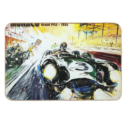 MONACO  Vintage 1955 Grand Prix Painting Print Durable Bath Mat