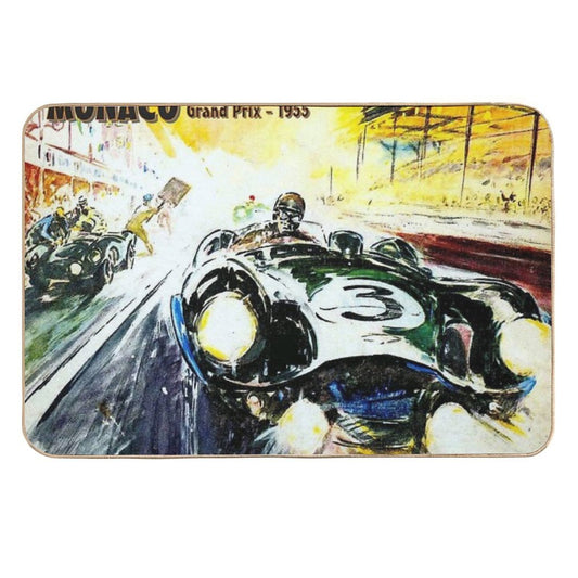 MONACO  Vintage 1955 Grand Prix Painting Print Durable Bath Mat