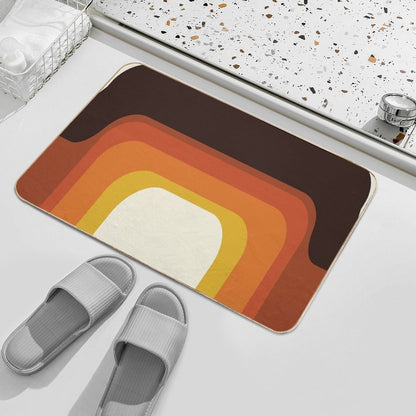 Mid-Century Modern Meets 1970s Orange Rainbow  Slip-Resistant Bath Mat